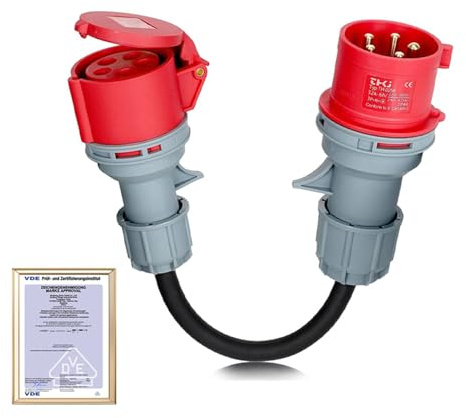 Starkstrom Adapter Cee Adapter 32a auf 16a, 32A Stecker Auf 16A Kupplung, 5-polig, 3-Phasig, 5 * 2.5mm² VDE Starkstromkabel, Schutzart IP44