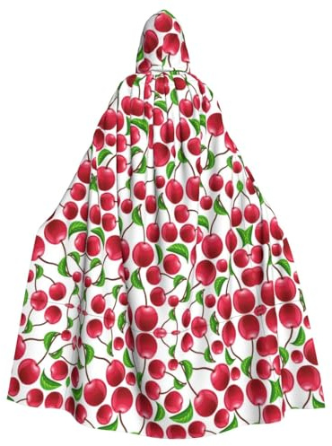 WHJSHOP Capa con capucha para adultos con imagen de cerezas rojas para juegos de rol, disfraces de escenario, fiestas, fácil cuidado