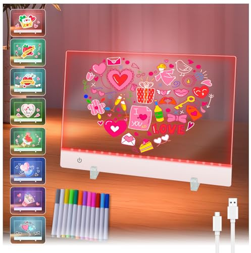 Lamptobe LED Notiztafel mit Farben,35 * 25CM LED-Zeichenbrett mit Ständer,Acryl-Notiztafel, Touch-Control-Kunsttafel für Büro, Schule, Zuhause und Café
