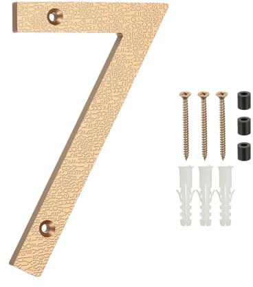 PATIKIL 6 Inch House Numbers for Outside, Number 7 ABS Plastic Texture Floating House Number Modern Mailbox Address Door Numbers with Nail Kit for Outdoor Residential Street, Gold Tone