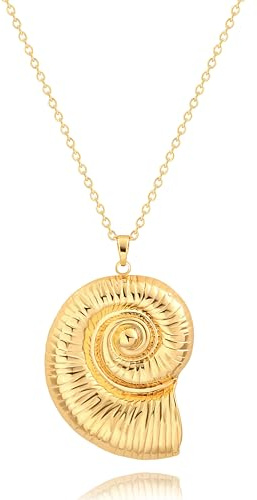 KOOUNUATA 18k oro chapado concha collar playa para mujeres larga capa regalo de joyería de verano