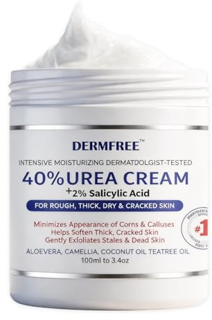 Crema Urea 40% más un 2% de ácido Salicílico, Crema Pies Secos y Agrietados, Hidratación Profunda para Piel Seca y Agrietada, Para Manos, Codos y Rodillas, Absorción Rápida, 100 ml