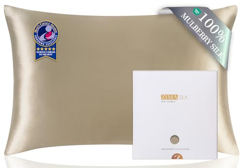 ZIMASILK 100% Pure Mulberry Silk Pillow Cases for Hair and Skin, Soft, Hypoallergenic & Smooth, Both Sides Grade 6A Silk, with Hidden Zipper, Gift for Women Men, 1pc (Queen 20''x30'', Taupe)