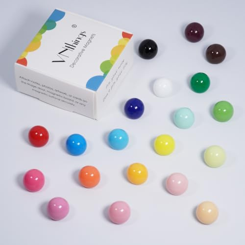 Ball Shaped Little Strong Refrigerator Heavy Duty Magnets 20 Pack - Colorful Mini Magnets for Whiteboard, Locker, Calendar, School, Kitchen - Cute Glossy Resin Magnets for Notes, Photos,Organizing
