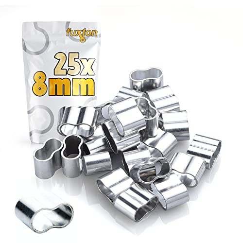 fuxton 25 st. professionell repklämma, 8 mm kvävningsklämmor av aluminium, rostfri, för expanderrep, presenningsrep, gummirep