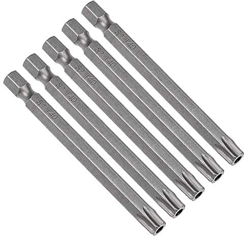 sourcing map 5 pcs vástago hexagonal de 1/4 Puntas de Destornillador Torx | de seguridad magnéticos, T40, 75mm de longitud