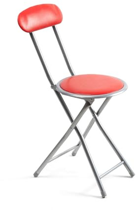 THE SECRET HOME - Pack de 1, 2, 4 y 6 Sillas Plegables de Cocina - Alto. 74 cm x Diámetro. Ø30 cm - Asiento Auxiliar para el Hogar (1, Rojo, Al. 74 cm x D. Ø30 cm)