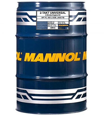 MANNOL 7205 2-Takt Motoröl mineralisch für Motorräder, Roller, 60L | Zweitaktöl auf Mineralölbasis, erfüllt API TC, JASO FB, ISO L-EGB, schützt luftgekühlte Motoren vor Verschleiß und Korrosion