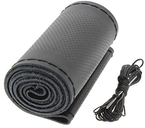 COUVRE VOLANT NOIR CUIR A LACET NOIR 37-39 CM