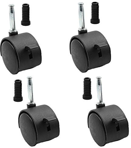 2 Ruote per Culle per Bambini in Gomma,Rotelle per Lettino Sedia Girevoli,4pz Ruote per Mobili,Presepi Accessori,Carico 80kg,Doppia Ruota,Silenzioso,con Stelo in Metallo (nero-freni)