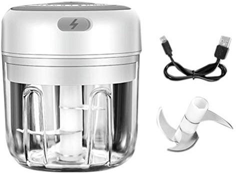 Mini hachoir à ail électrique, chargeur USB, presse-ail électrique portable avec 3 lames tranchantes, robot de cuisine pour bébé,