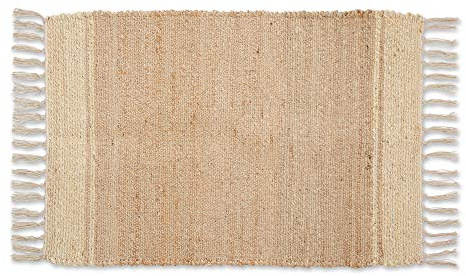 DII vävda mattor samling handvävd jute, 5 x 8 cm, benvita ränder