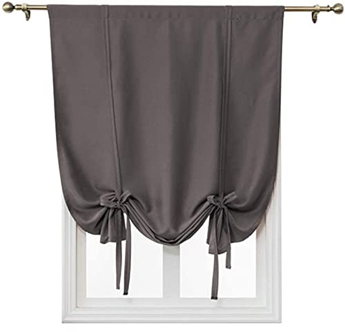 GEBIN Rideau Occultant Court Et Solide, Rideau Court Romain à Nouer pour Petite Fenêtre Rideau Courts pour Salle De Bain Cuisine Café Extérieur Salon. (Gris,60x140cm)