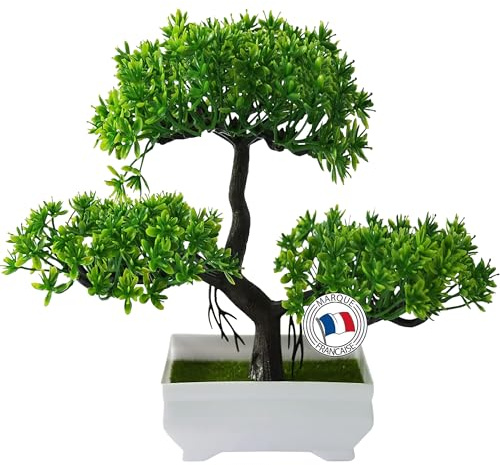 Künstlicher Bonsai Baum 18x27 cm – Realistische Kunstpflanze für Innen & Außen – Japanische Dekoration – Falsche Pflanze für Zuhause, Büro, Garten – Immergrün & Pflegeleicht
