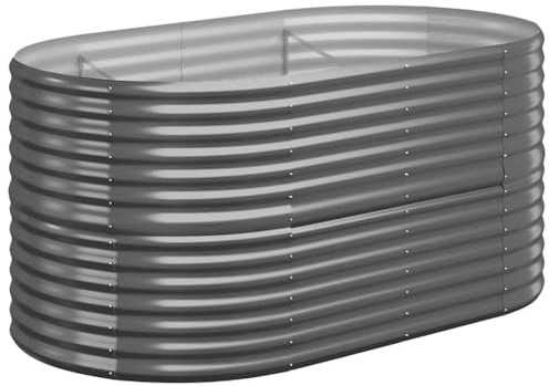 vidaXL Hochbeet, Wetterfestes Hochbeet für Garten Balkon Terrasse, Kräuterhochbeet zum Selber Bauen, Pflanzkasten aus Metall, Verzinkter Stahl Anthrazit