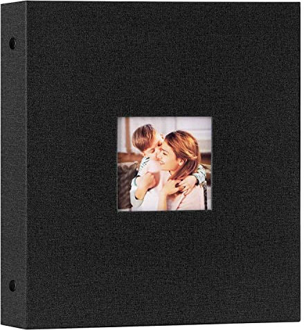Lanpn Fotoalbum 13x18 cm 200, Leinen Einstecken Einsteckalbum für Querformat 200 13 x 18 Fotos Schwarz