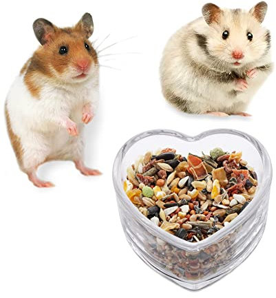 DQITJ Hamster Transparente Glas Futter und Wasser Schale Niedlich Herzform Futternapf für Hamster Igel Kleines Haustier