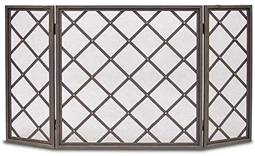 FLBT Écran de cheminée Charnières à 3 Panneaux Grille de Protection Contre Le feu pour la Protection Contre Les Flammes d'étincelles, Noir 60 x 31,5 Pouces (Color : Black) Needed