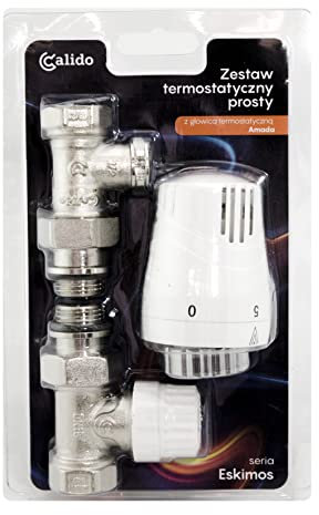 CALIDO Thermostat-Set, Thermostat-Kopf mit einem M 30 x 1,5 Gewinde, Zulaufwinkel 1/2 mit Voreinstellungen und O-Ring, Rücklaufventil, Automatischer Temperaturregler