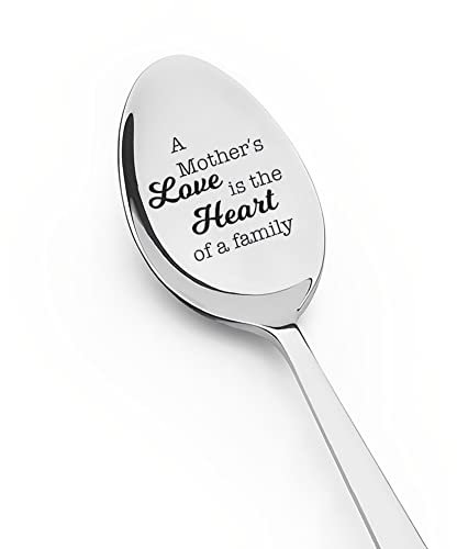 Happy Mothers Day Gifts for Mom from Duaghters Son Mother Mommy Coffee Ice Cream Spoon Gift for Mother Birthday Gift for Mom Mama Tea Dessert Spoons for Mother Mum Engraved Spoon Stainless Steel