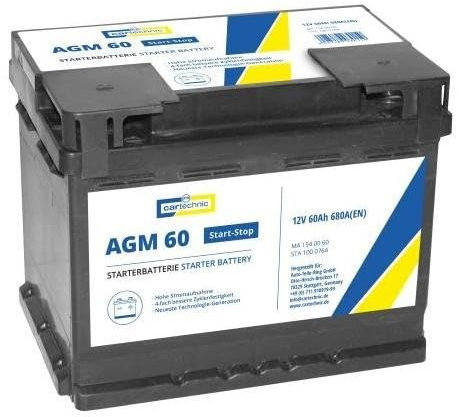 CARTECHNIC 40 27289 03015 9 AGM Starterbatterie 60Ah 12V 680A AGM B13 DIN/ISO L2