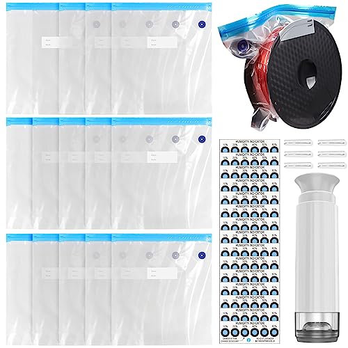 15 pezzi filamento per stampante 3D resistente all'umidità, sacchetti sottovuoto a prova di umidità per filamenti 3D con pompa a vuoto + 6 clip di tenuta, sacchetti sottovuoto riutilizzabili