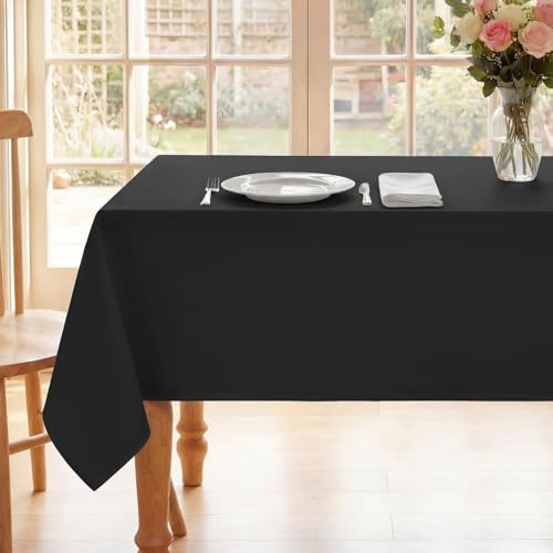 Romanstile Black Tablecloth wipe clean,140x200 CM,washable,water resistant Table Cloth,Table Cover for Christmas Kitchen Dining Party Wedding Winter New Year Decorations,55x78 inch