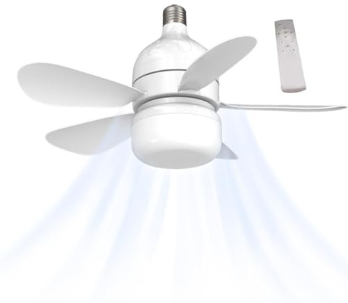 Ventilatori Da Soffitto Con Luci E Telecomando, Ventilatore Da Soffitto Da 30 W Dimmerabile Ventola Silenziosa Con Presa Luce A LED Cucina Soggiorno 3 Temperature Di Colore 4 Velocità Temporizzazione