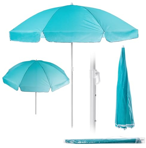 KADAX Parasol de jardin rond - 220 x 142-224 cm - Hauteur réglable - Pour balcon, jardin, terrasse, piscine et plage