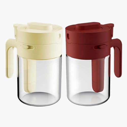 Lot de 2 grandes salières et poivrières en verre résistant à l'humidité avec trous de versement réglables, poignée, loquet et cuillère amovible, parfaites pour le sel, les épices, le sucre, la farine