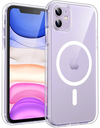 TOCOL für iPhone 11 Hülle, Kompatibel mit MagSafe, Transparent | Nie Vergilbung, Starke Haftkraft, Vollständiger Kameraschutz, Militärschutz Stoßfest Kratzfest Haltbarkeit, Durchsichtig Case