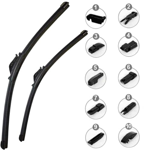 AUTOZOCO Pack de 2 Escobillas Limpiaparabrisas Delanteras (65cm-35cm), Multi Adaptador, Compatible Con la Mayoría de Vehículos, Incluye 10 Adaptadores