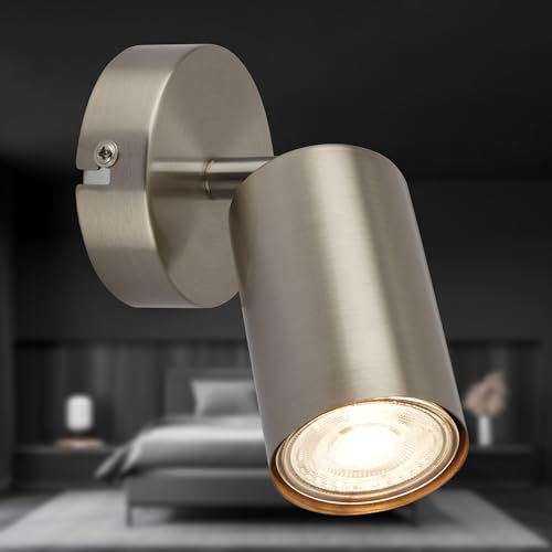 BRILONER - Adjustable Wall Light, GU10 Socket, max 9W, Wall lamp, Bedside Lights, Living Room, Hallway, Bedroom Wall Light, LED Spot Light, 8x15.5cm, Grey Silver