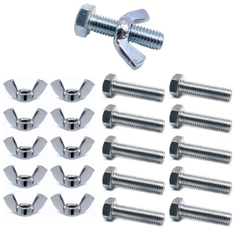 TOP-VIGOR 10Pcs Wing Nut & Bolt, M8*30mm Butterfly Wing Screws, Zinc Plated Threaded Design Screw Bolts, WingNuts & Hexagonal Bolts for DIY Projects, Industry Mechanical Work, Secure Fastening
