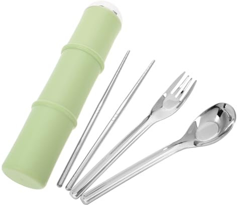 SOLUSTRE Reusable Cutleries Set for Camping Travel Fork Spoon Chopsticks Stainless Steel Portable Utensils for Picnic Lunch Box