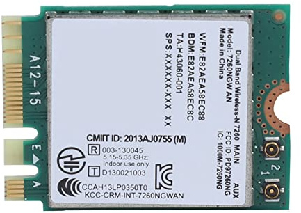 Carte Réseau 7260Ngw avec 4.0 Double Bande 2.4Ghz Et 5Ghz pour Interface Ngff M2 Compatible Ordinateur Portable Tablette