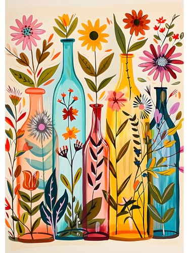 EOBROMD Diamond Painting Kit Completo Florero, Flor Pintura de Diamante Adultos, Punto de Cruz Diamante, Cuadro Diamante Art Rhinestones Bordado para Decoración Hogar 30x40 cm