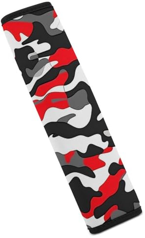 SMAZDFXX Schwarz Rot Weiß Armee Camouflage Autositz Gurtpolster Weiche Auto Sicherheitsgurt Abdeckung Sicherheitsgurt Schulterpolster Auto Zubehör 1 STÜCKE