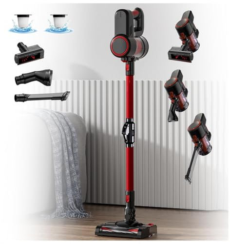 LRF-yxkj Aspira E Lava Pavimenti Casa Asciutto e Umido,Luci LED,5 in 1 Scopa Elettrica Che Aspira E Lava per Pulizia Domestica/Capelli/Polvere/Lavapavimenti