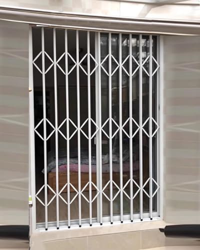 Inferriate per Finestre Estensibile Bianco Grata di Sicurezza Pieghevole, Pesante Inferriata Finestra Pieghevole per Piano Terra/Unità Ac/Scantinato, Recinzione per Porte Scorrevoli Ad Alta Sicurezz