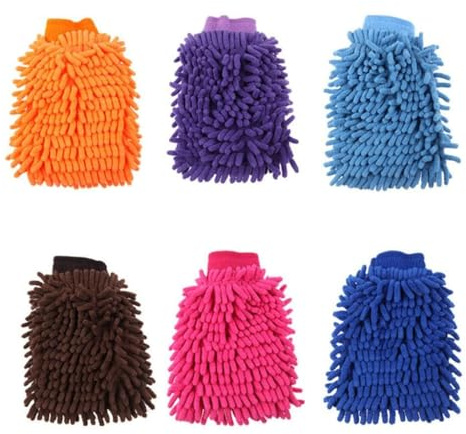 YAOGUI Manopla de microfibra de chenilla de lavado rápido para automóviles, guante de esponja de gran tamaño para ayudante de lavado de coche y toalla de secado con mango largo de microfibra