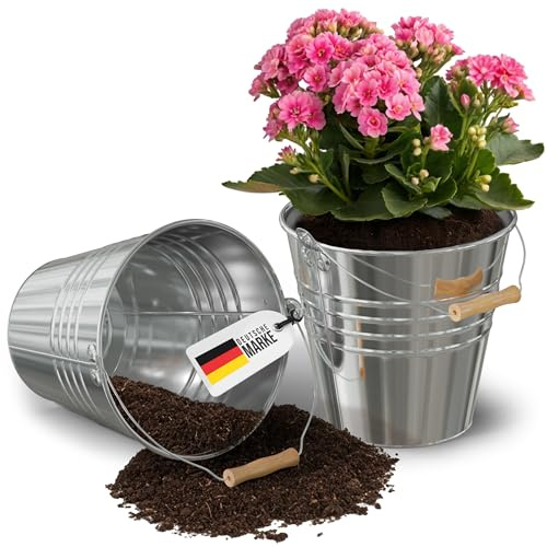 Oramics Zinkeimer 10L – Verzinkter Metalleimer mit Holzgriff – Rostfrei & wetterfest – Garteneimer, Blumentopf, Ascheeimer für Grill, Outdoor Aschenbecher, Putzeimer, Baueimer.