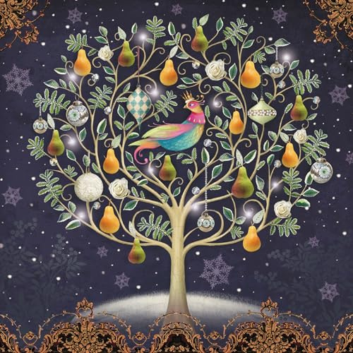 GBCC Charity Christmas Cards Pack of 8 - Festive Partridge in a Pear Tree - Premium Quality Greeting Cards with Envelopes - Supporting UK Charities