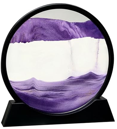 KIXZSAZ Peinture de sable coulant, plusieurs Styles et couleurs, verre au choix, sablier 3D, paysage de sable profonde, exquis, Violet et noir, 【18.5 * 19.5 cm】