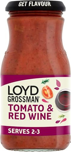 Loyd Grossman Italian Tomato & Red Wine Pasta Sauce, 350 g Jar (6-Pack) | Authentic Italian Sauce, Made with Sun-Ripened Tomatoes & Garlic, Versatile for Pasta & Recipes