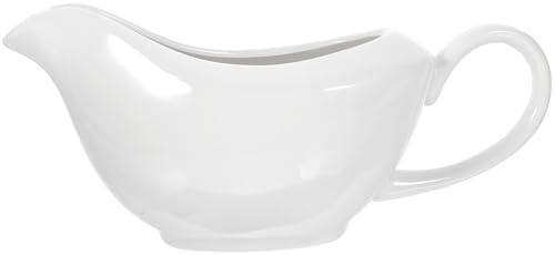IMUSINICE Ceramic Gravy Boat 400ml with Gold Rim, Sauce Pitcher for Restaurant Condiments and Salad Dressing, Porcelain Milk and Sauce Cup for Dining and Entertaining