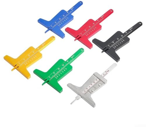Medidor de profundidad de neumáticos para automóviles con construcción de acero inoxidable y medición de 0 a 50 mm para automóviles y camiones (dorado)