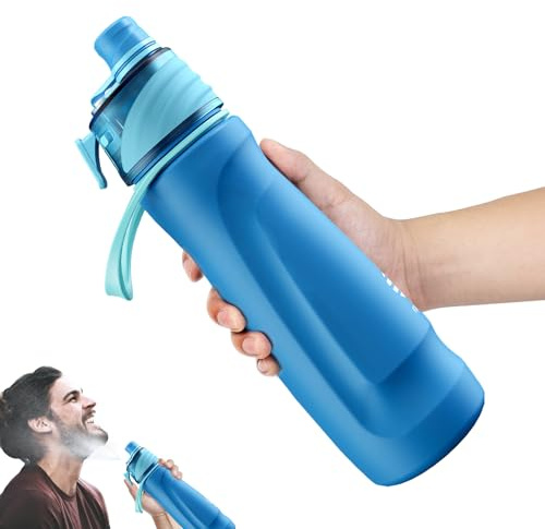 magcheer 750ml Insulated Metal Spray Water Bottle | Stainless Steel Water Bottle with Spray Mist | Leakproof Misting Drinking Bottle for Cycling Hiking Outdoor Sport Hydration Cooling(Blue)