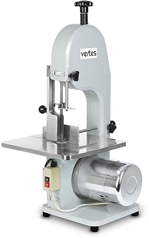 VERTES Sierra eléctrica profesional para huesos 750Watt, 1650mm hoja de acero inoxidable, Sierra para carne y huesos para gastronomía, alimentación de seguridad, altura de corte 210mm, grosor 4-180mm