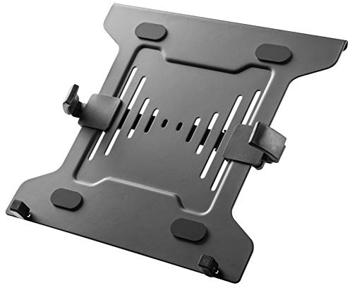 HumanCentric Laptop VESA Mount Tray for Monitor Arms and Stands, Fits 75x75 and 100x100 mm VESA Mount Holes, Fully Secures Laptop with Adjustable Clamps 9.5 to 16.5” width, Rubber Pads